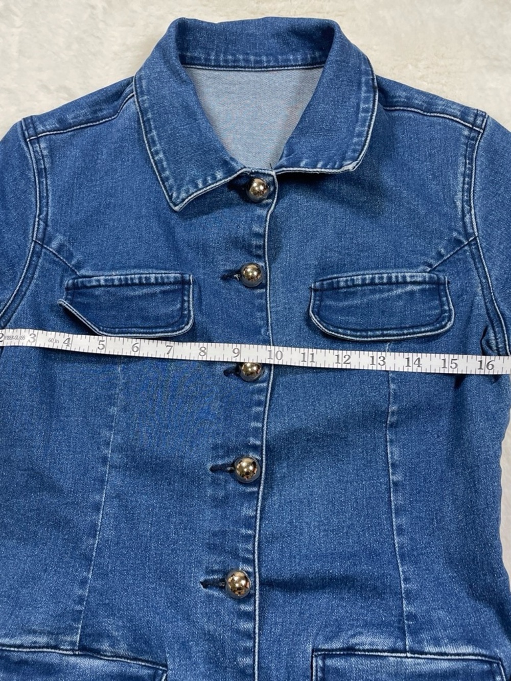 Commense Button-Front Denim Mini Dress - Blue - Picture 6 of 9